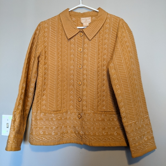 April Cornell vintage embroidery light jacket Medium yellow - Picture 1 of 3